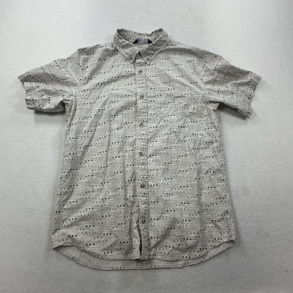 Outdoor Research Shirt Mens Medium Beige Green Rooftop Short Sleeve - Picture 1 of 11